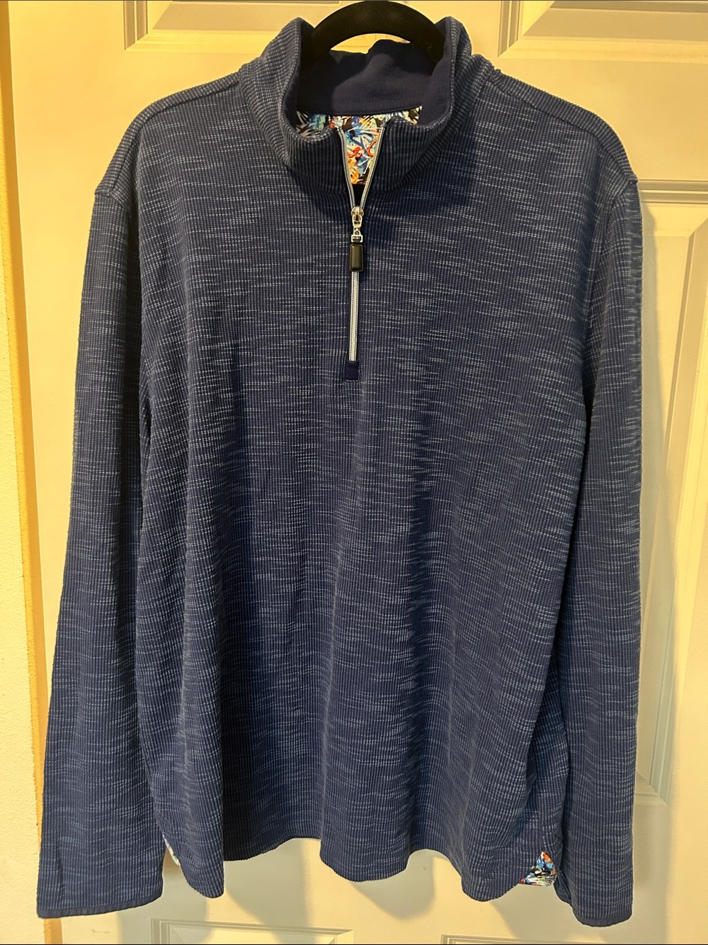 Robert Graham Navy Textured Half-Zip Pullover Sweater